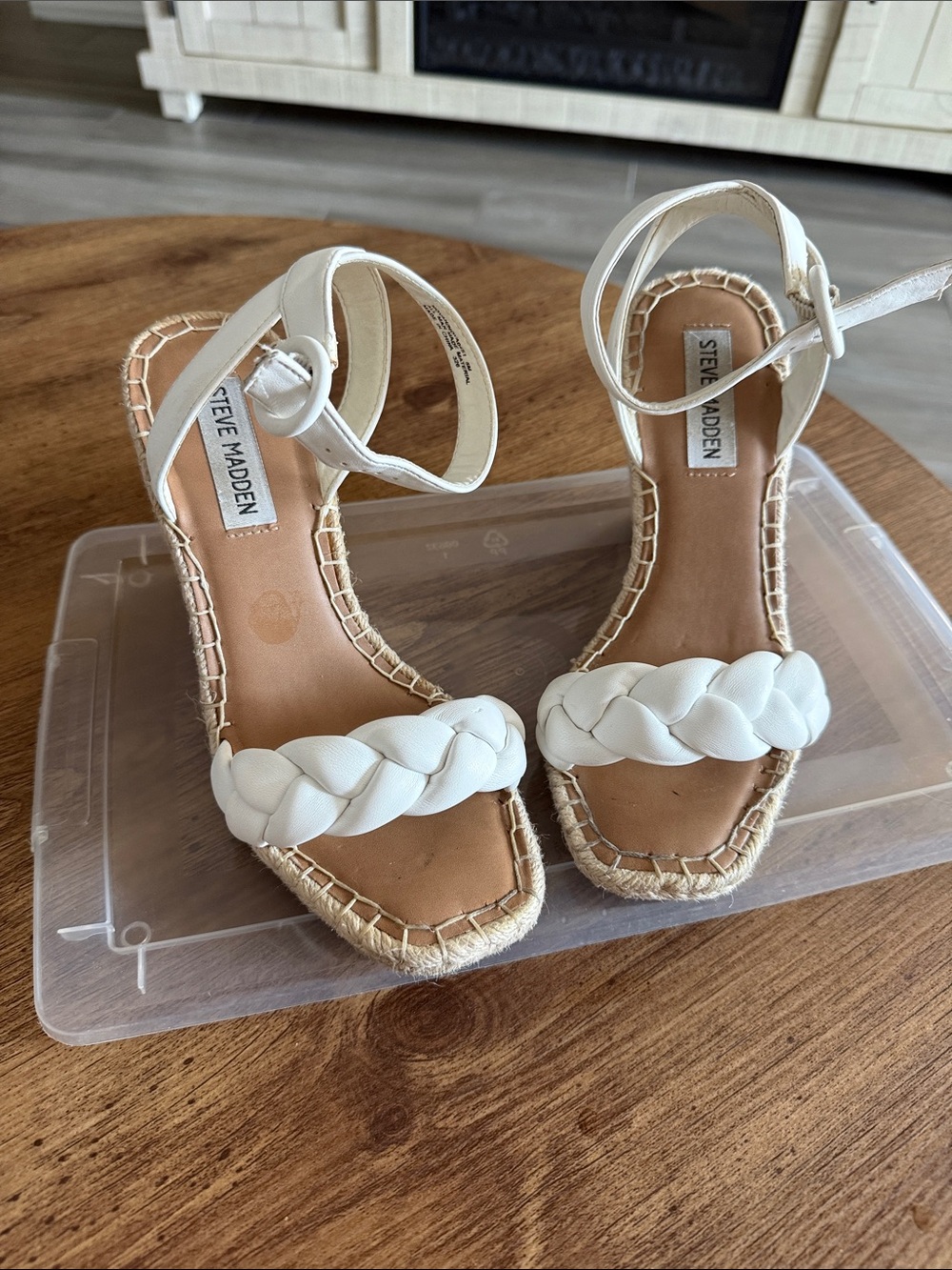 Steve Madden White Braided Espadrille Sandals